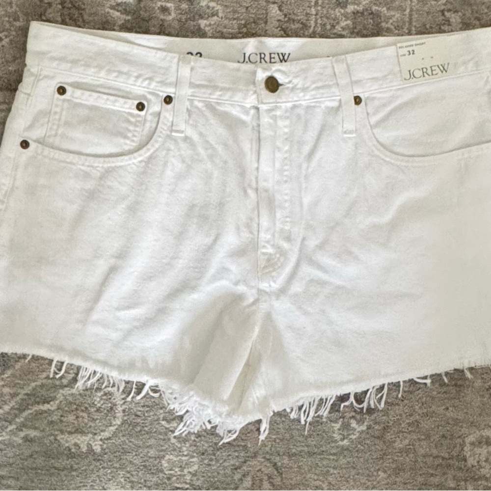 J. Crew Women's Frayed Hem White Jean Shorts new with tags - Picture 1 of 4
